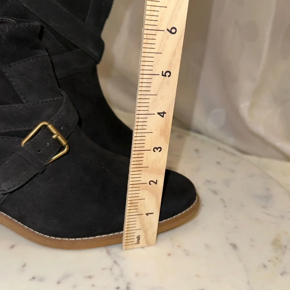Cole Haan Grand OS‎ Black Suede Buckle Ankle Boots Women's Size 8.5B